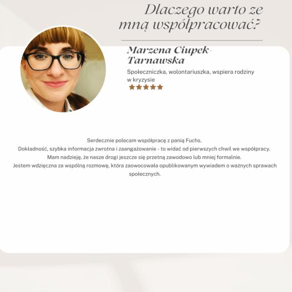 rekomendacja Marzena Ciupek Tarnawska Marzena Ciupek-Tarnawska